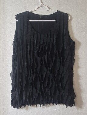 Sunny Taylor Black Ruffled Sleeveless Tank